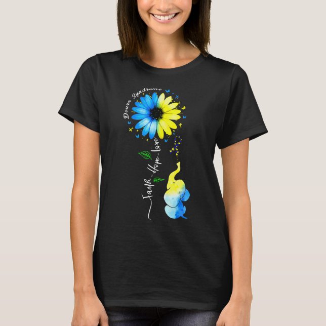 Camiseta Faith Hope Love Awareness Down's Syndrome The Blue (Anverso)