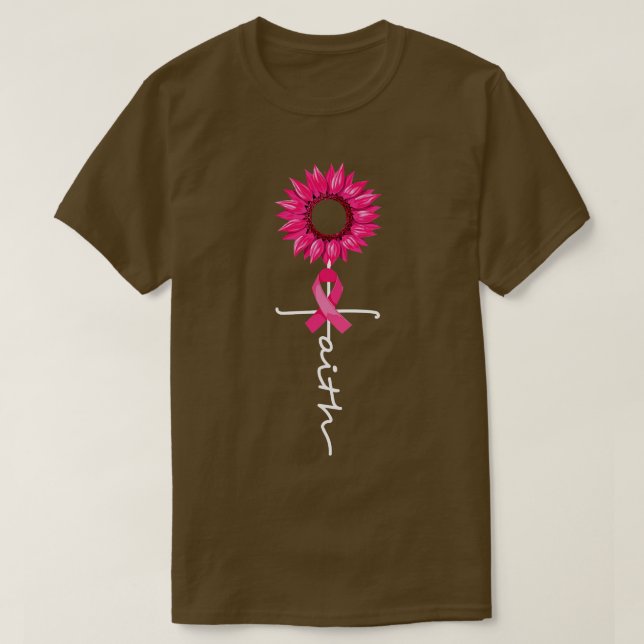 Camiseta Faith Hope Love Awareness Sunflower Pink Ribbon Wo (Diseño del anverso)