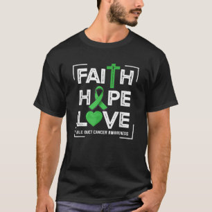 Camiseta Faith Hope Love Bile Duct Conciencia sobre el cánc