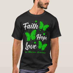 Camiseta Faith Hope Love Bone Marrow Awareness Butterfly