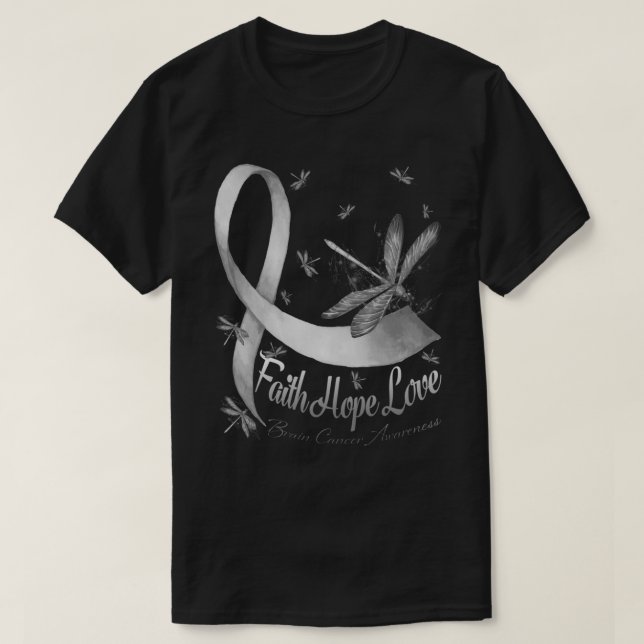Camiseta Faith Hope Love Brain Cancer Awareness Dragonfly (Diseño del anverso)