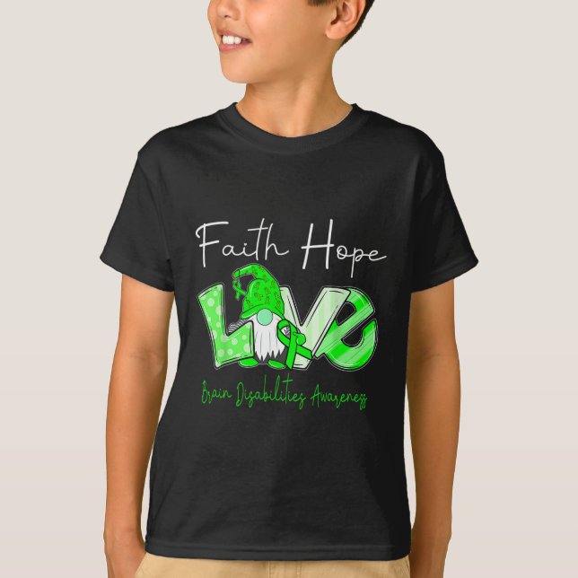 Camiseta Faith Hope Love Brain Disabilities Conciencia (Anverso)