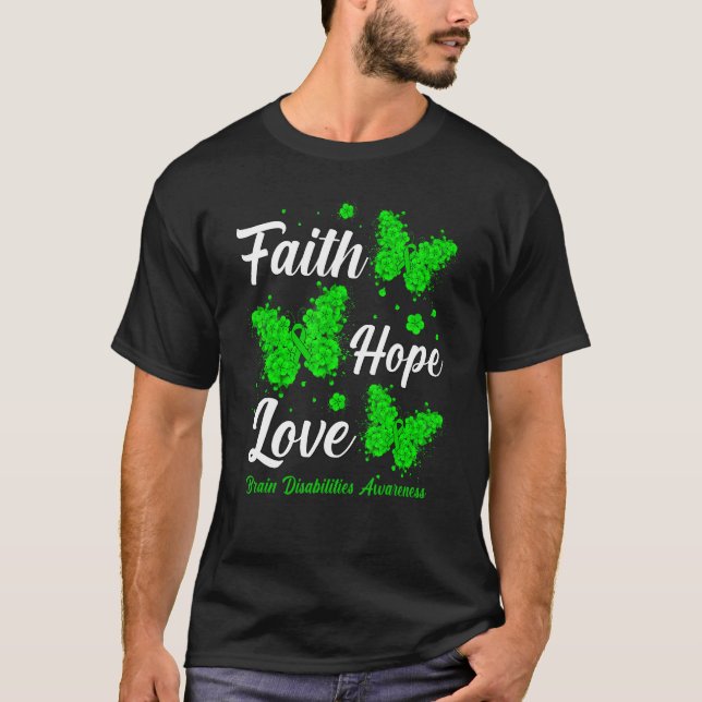 Camiseta Faith Hope Love Brain Disabilities Sensibilización (Anverso)