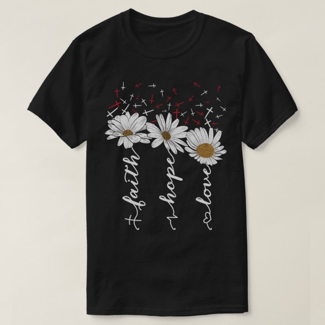 Camiseta Faith Hope Love Butterfly Daisy  (Diseño del anverso)