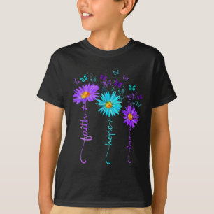 Camiseta Faith Hope Love Butterfly Daisy Suicide Prevention