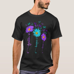 Camiseta Faith Hope Love Butterfly Daisy Suicide Prevention