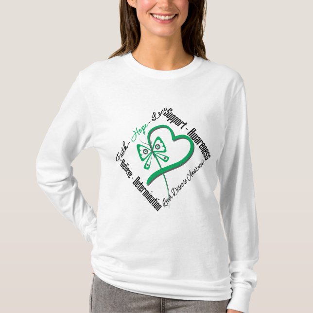 Camiseta Faith Hope Love Butterfly - Enfermedad hepática (Anverso)