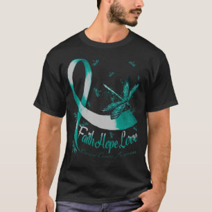 Camiseta Faith Hope Love Cervical Cancer Awareness Dragonfl