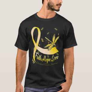 Camiseta Faith Hope Love Childhood Cancer Awareness Dragonf
