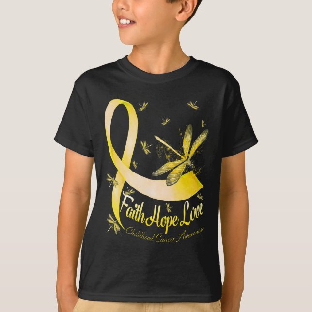 Camiseta Faith Hope Love Childhood Cancer Awareness Dragonf (Anverso)