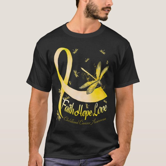 Camiseta Faith Hope Love Childhood Cancer Awareness Dragonf (Anverso)