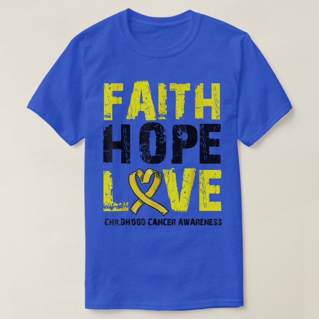 Camiseta Faith Hope Love Children Cancer Awareness Gold Ri (Diseño del anverso)