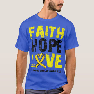 Camiseta Faith Hope Love Children Cancer Awareness Gold Ri