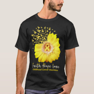 Camiseta Faith Hope Love Children Cancer Awareness Ribbon
