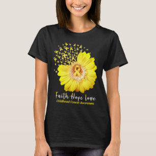 Camiseta Faith Hope Love Children Cancer Awareness Ribbon