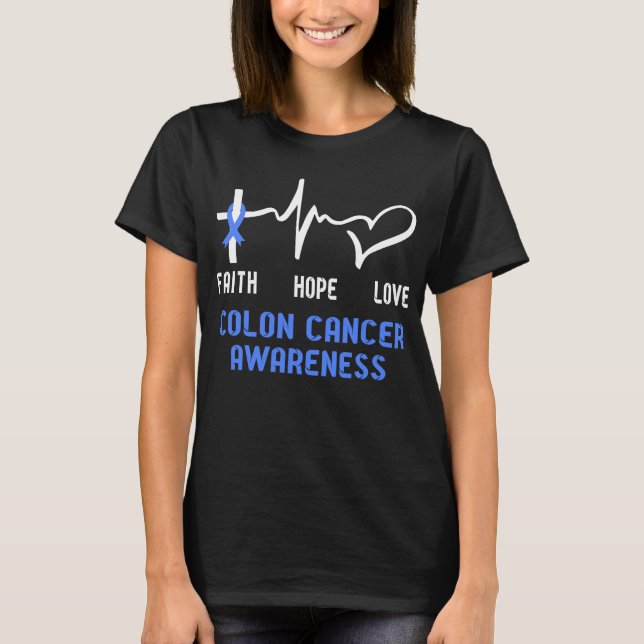 Camiseta Faith Hope Love Colon Cancer Awareness (Anverso)