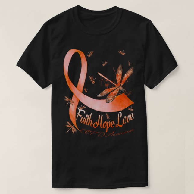 Camiseta Faith Hope Love COPD Awareness Dragonfly (Diseño del anverso)