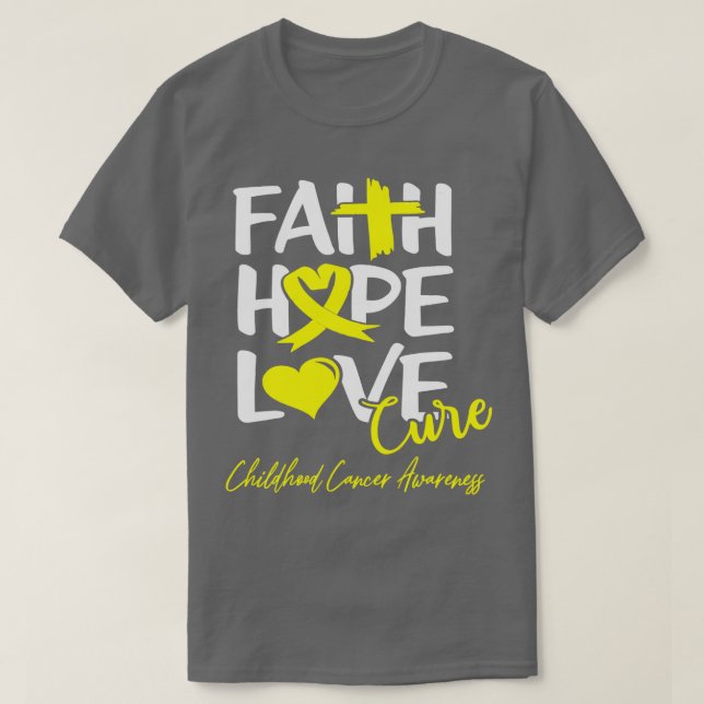 Camiseta Faith Hope Love Cure Childhood Cancer Awareness  (Diseño del anverso)