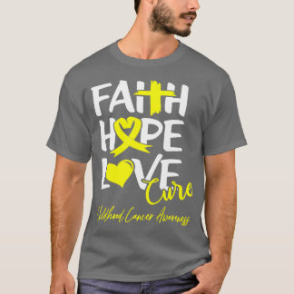 Camiseta Faith Hope Love Cure Childhood Cancer Awareness 