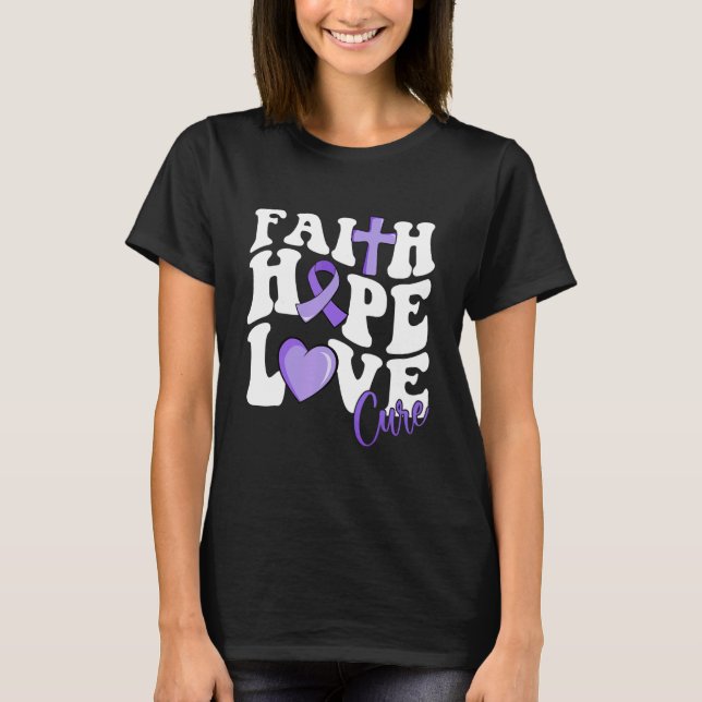 Camiseta Faith Hope Love Cure Puple Ribbon Rett Syndrome Wa (Anverso)