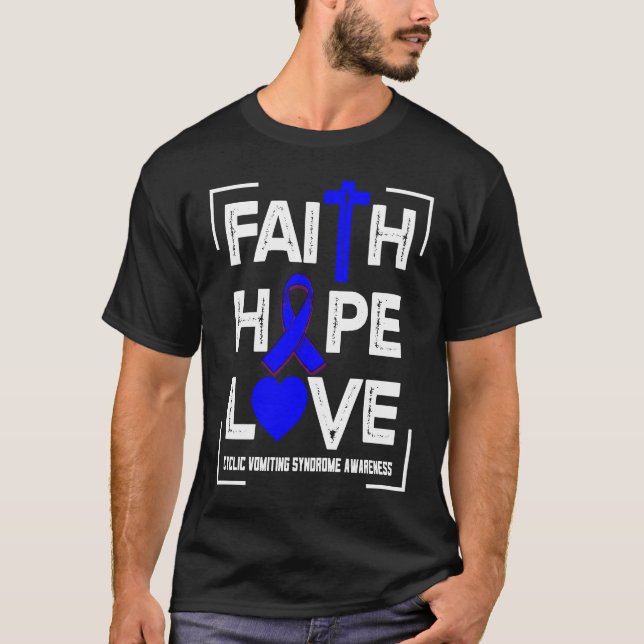 Camiseta Faith Hope Love Cyclic Vomiting Syndrome Awareness (Anverso)