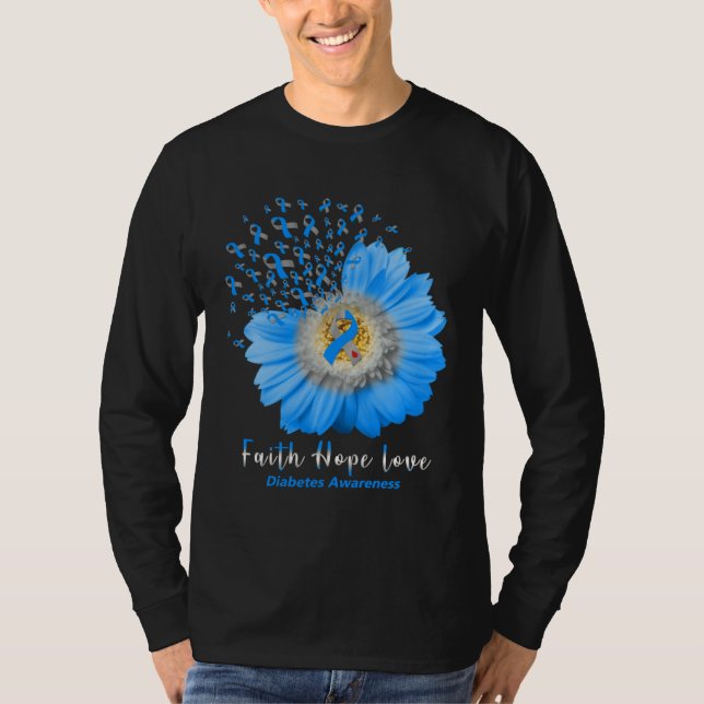 Camiseta Faith Hope Love Diabetes Awareness Grey Ribbon Dai (Anverso)