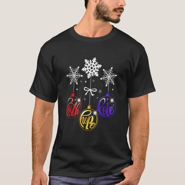 Camiseta Faith Hope Love Disco Ball Faith In Jesus Christma (Anverso)