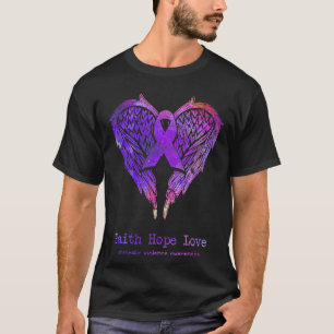 Camiseta Faith Hope Love Domestic Violence Wings Purple Aw