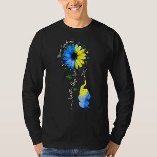 Camiseta Faith Hope Love Down Syndrome Awareness Ribbon Yel
