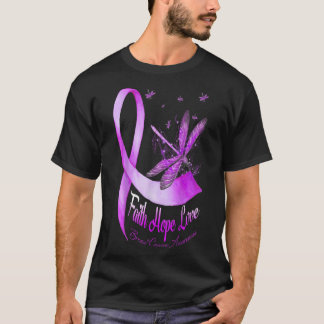 Camiseta Faith Hope Love Dragonfly Cáncer Pancreático