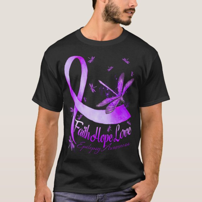 Camiseta Faith Hope Love Dragonfly Epilepsy Awareness (Anverso)