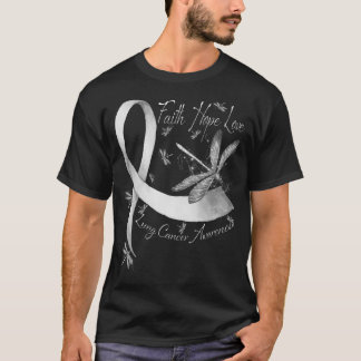Camiseta Faith Hope Love Dragonfly Lung Cancer Conciencia