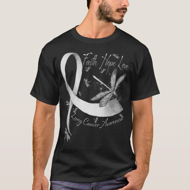Camiseta Faith Hope Love Dragonfly Lung Cancer Conciencia (Anverso)
