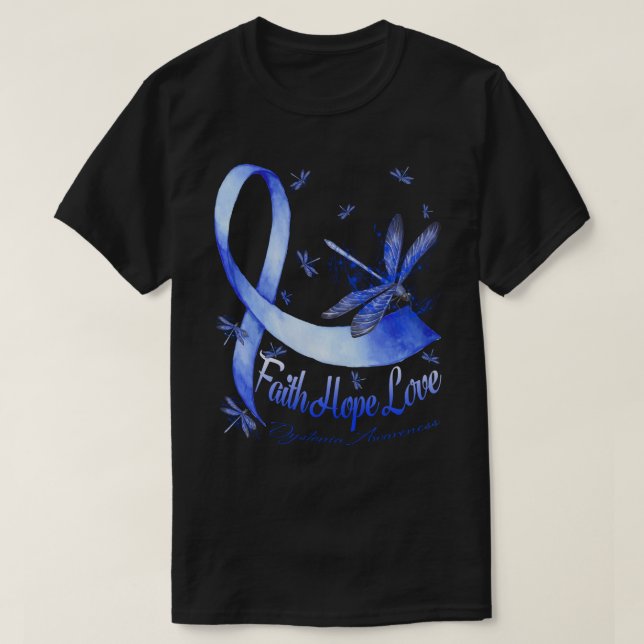 Camiseta Faith Hope Love Dystonia Awareness Dragonfly (Diseño del anverso)