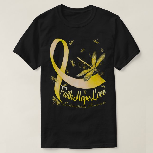 Camiseta Faith Hope Love Endometriosis Awareness Dragonfly (Diseño del anverso)