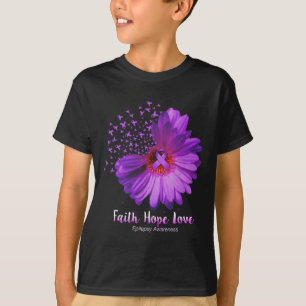 Camiseta Faith Hope Love Epilepsy Awareness Sunflower