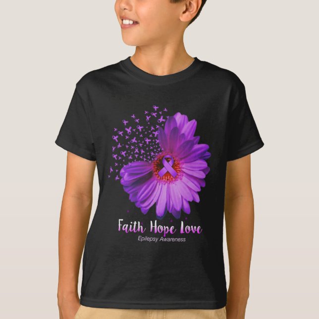 Camiseta Faith Hope Love Epilepsy Awareness Sunflower (Anverso)