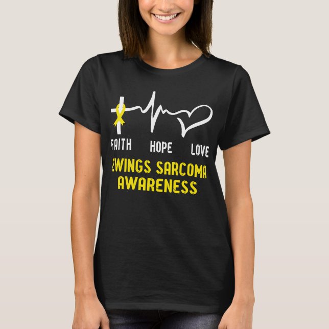Camiseta Faith Hope Love Ewings Sarcoma Awareness (Anverso)
