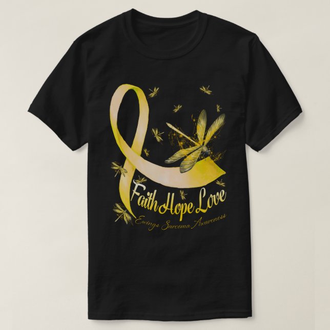 Camiseta Faith Hope Love Ewings Sarcoma Awareness Dragonfly (Diseño del anverso)