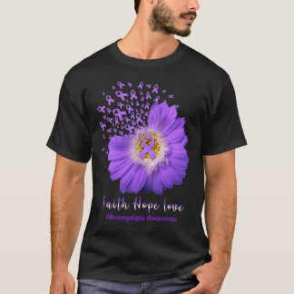 Camiseta Faith Hope Love Fibromialgia Conciencia Púrpura Ri