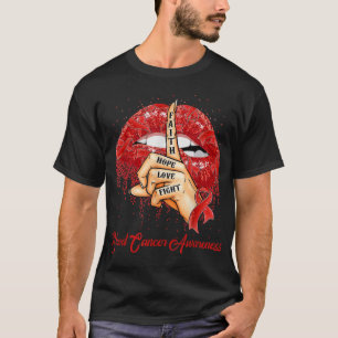 Camiseta Faith Hope Love Fight Red Ribbon Blood Cancer Awar
