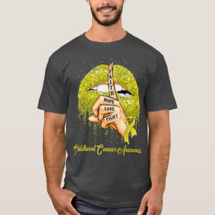 Camiseta Faith Hope Love Fight Yellow Children Cancer Awar