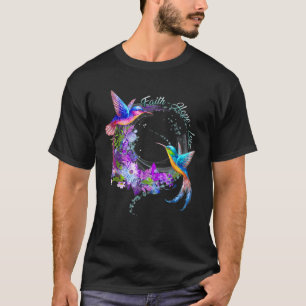 Camiseta Faith Hope Love Flor Hummingbird Jesús Religioso