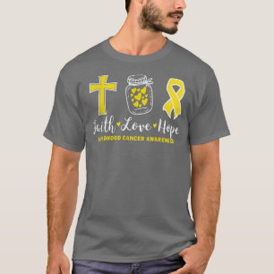 Camiseta Faith Hope Love For Children Cancer Warrior Gold