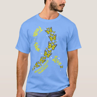 Camiseta Faith Hope Love Gold Butterflies Ribbon Chilhood