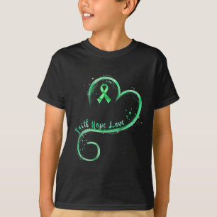 Camiseta Faith Hope Love Green Ribbon Kidney Disease Awaren