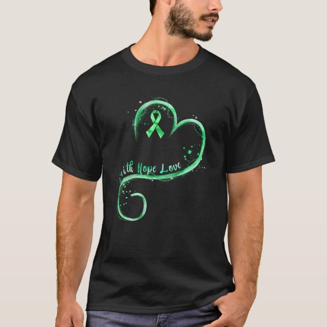 Camiseta Faith Hope Love Green Ribbon Kidney Disease Awaren (Anverso)