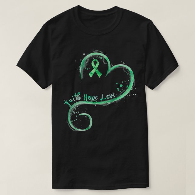 Camiseta Faith Hope Love Green Ribbon Mental Health Awarene (Diseño del anverso)