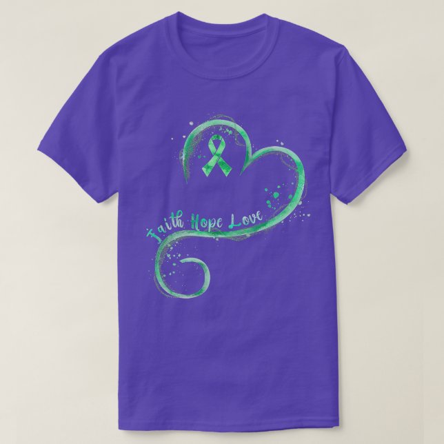 Camiseta Faith Hope Love Green Ribbon Mental Health Awarene (Diseño del anverso)