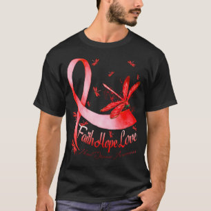 Camiseta Faith Hope Love Heart Disease Awareness Dragonfly